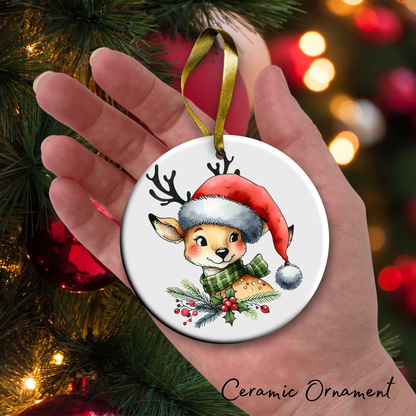 Babys First Christmas Reindeer Ceramic Ornament 57-12