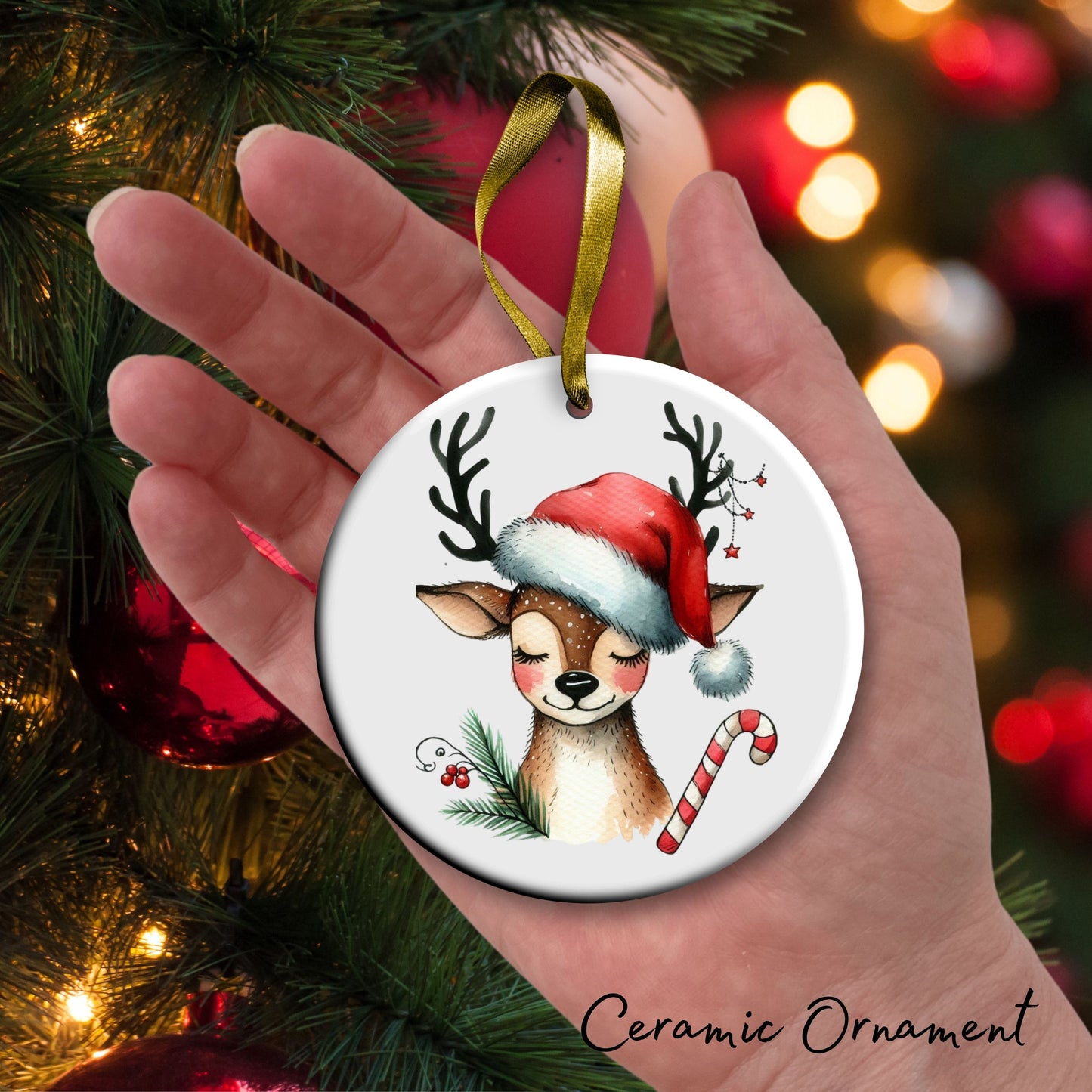 Babys First Christmas Reindeer Ceramic Ornament 57-15