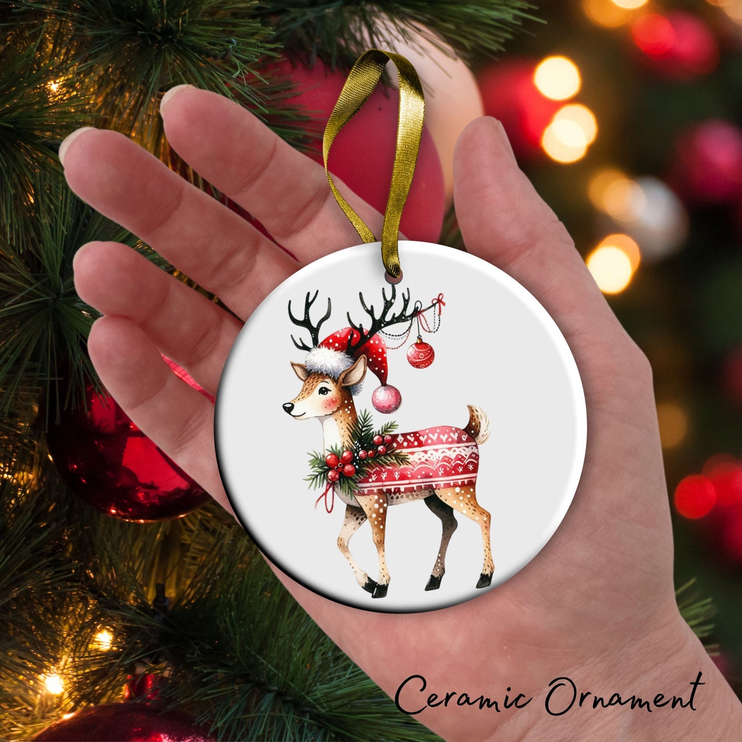 Babys First Christmas Reindeer Ceramic Ornament 57-19