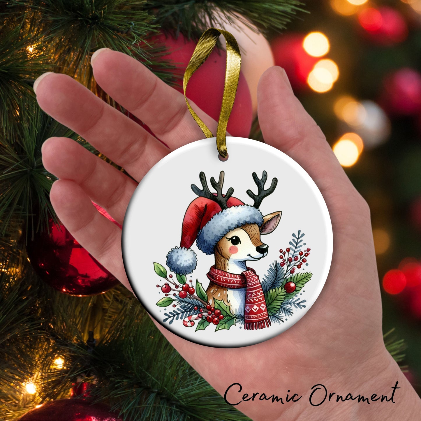Babys First Christmas Reindeer Ceramic Ornament 57-24
