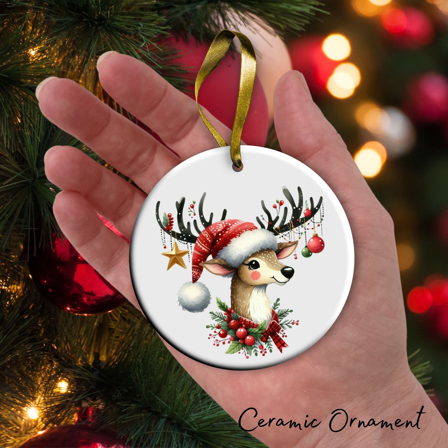 Babys First Christmas Reindeer Ceramic Ornament 57-25