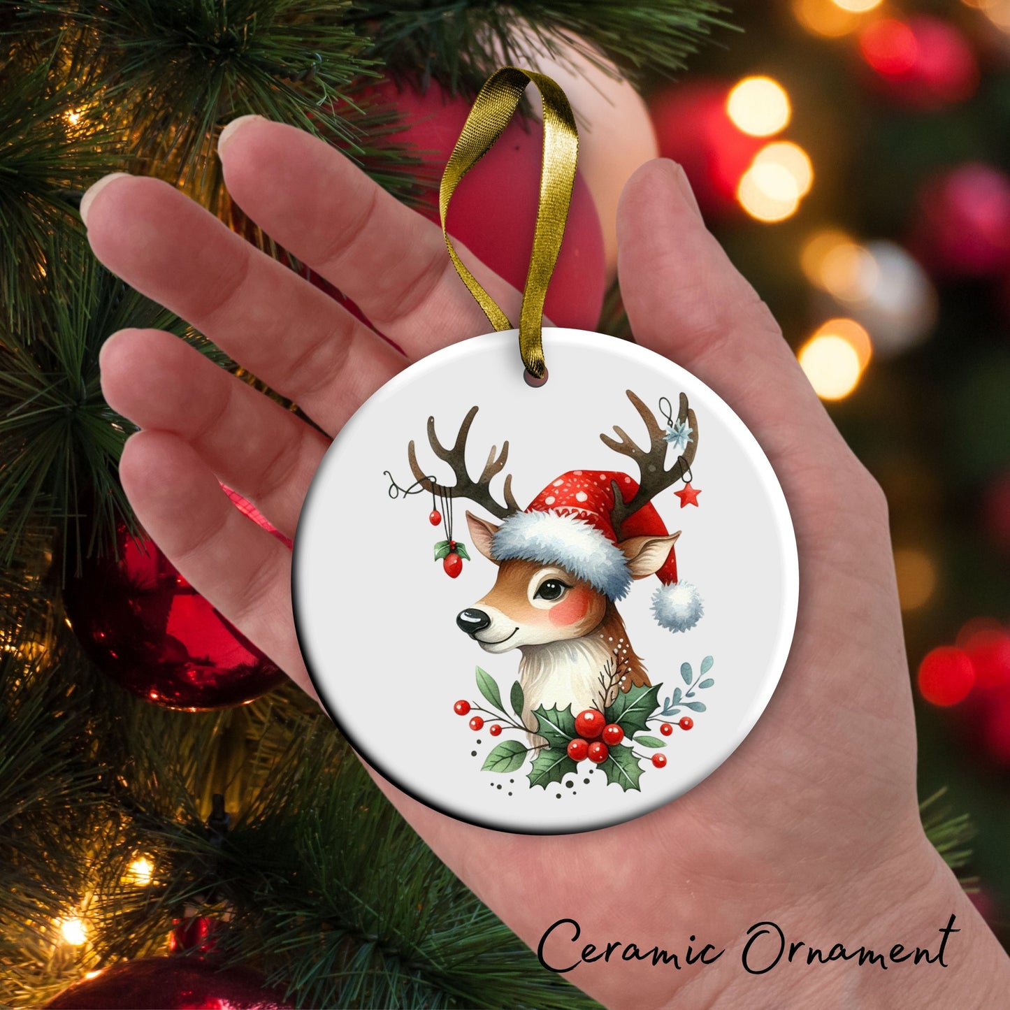 Babys First Christmas Reindeer Ceramic Ornament 57-27