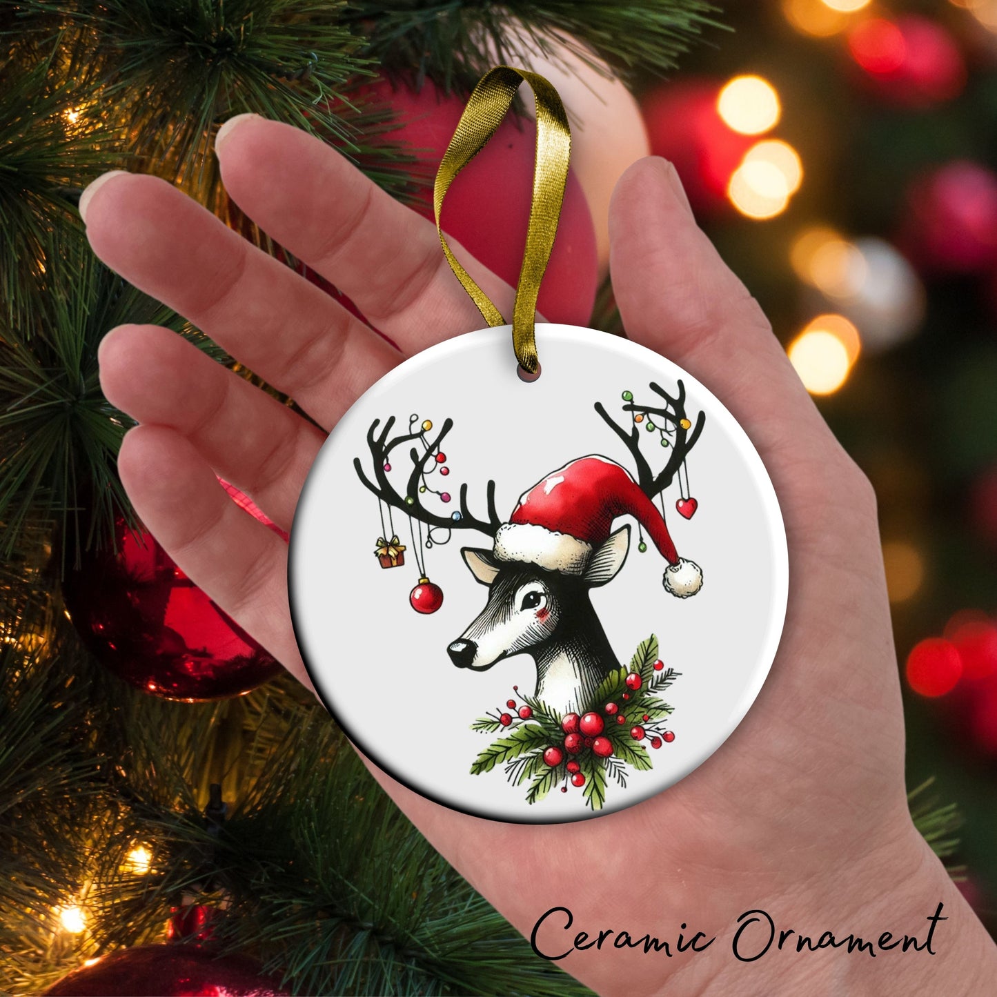 Babys First Christmas Reindeer Ceramic Ornament 57-29