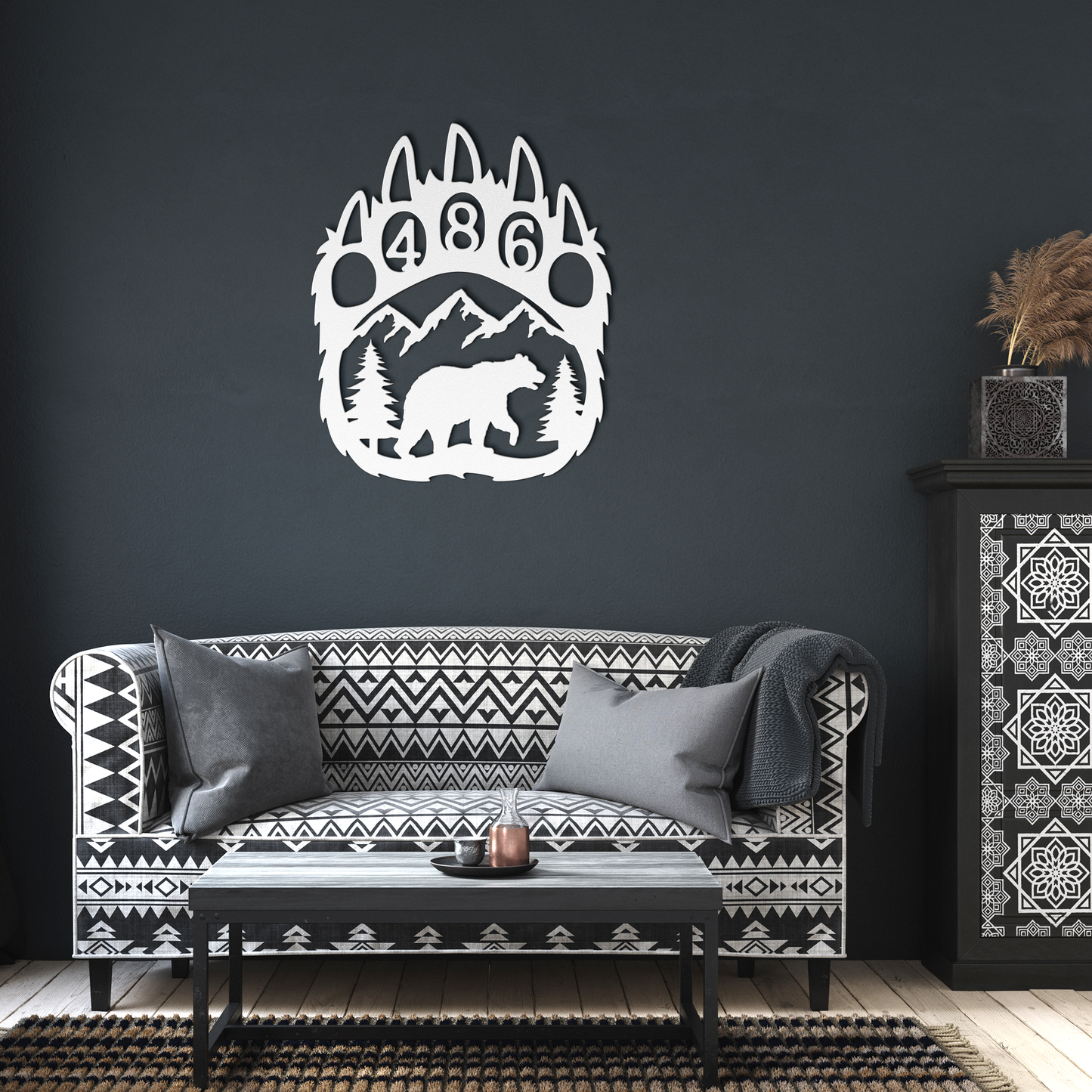 Bear_Paw_Metal_Address_Sign_White_Dark_Living_Room_Mockup.png