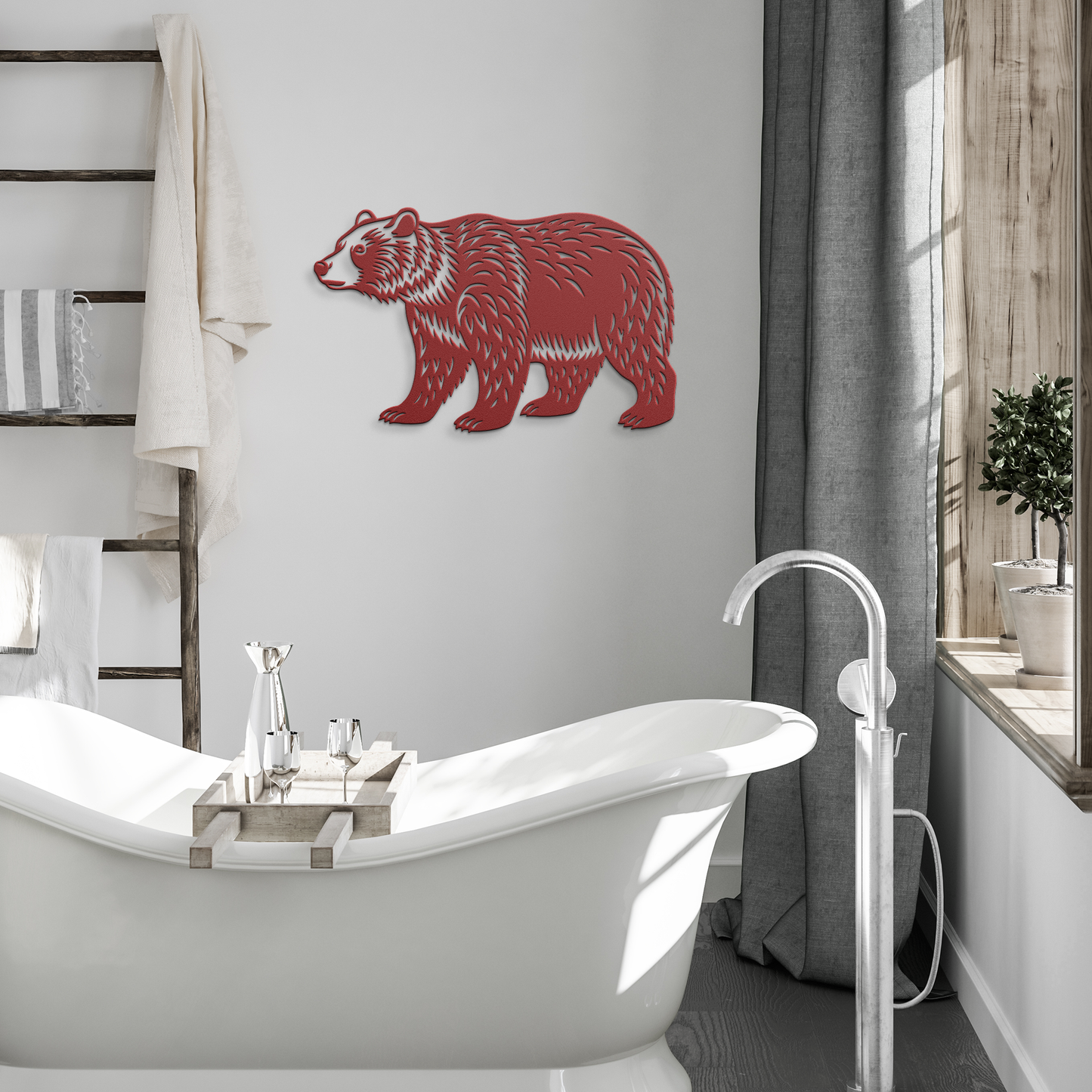 Bear_Silhouette_Metal_Art_Decor_Red_Modern_Bathroom_Mockup.png
