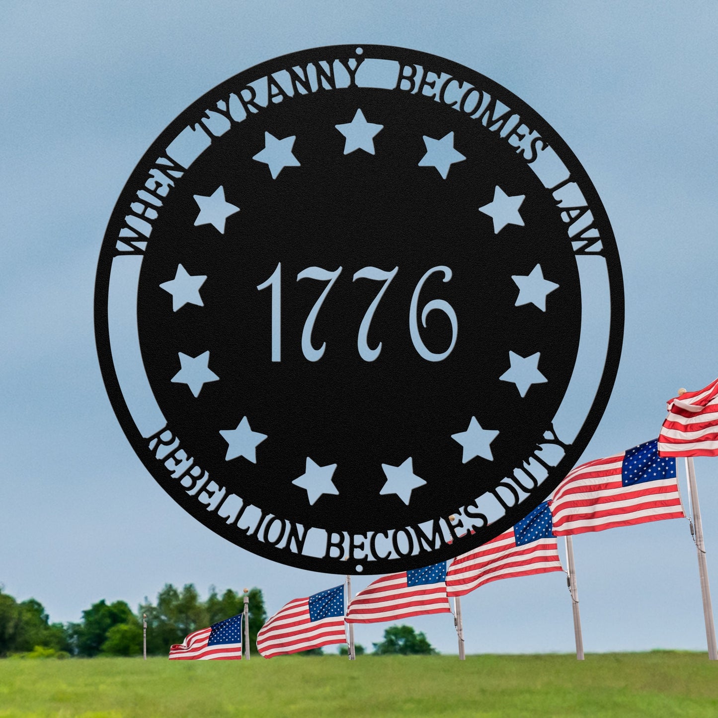 Patriotic 1776 & 13 Stars Metal Sign Wall Art