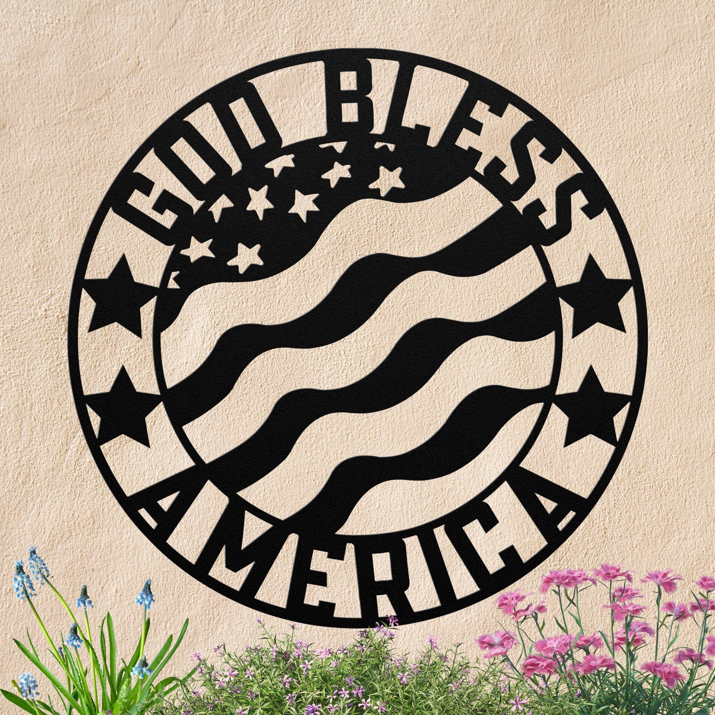 God Bless American Flag Metal Sign