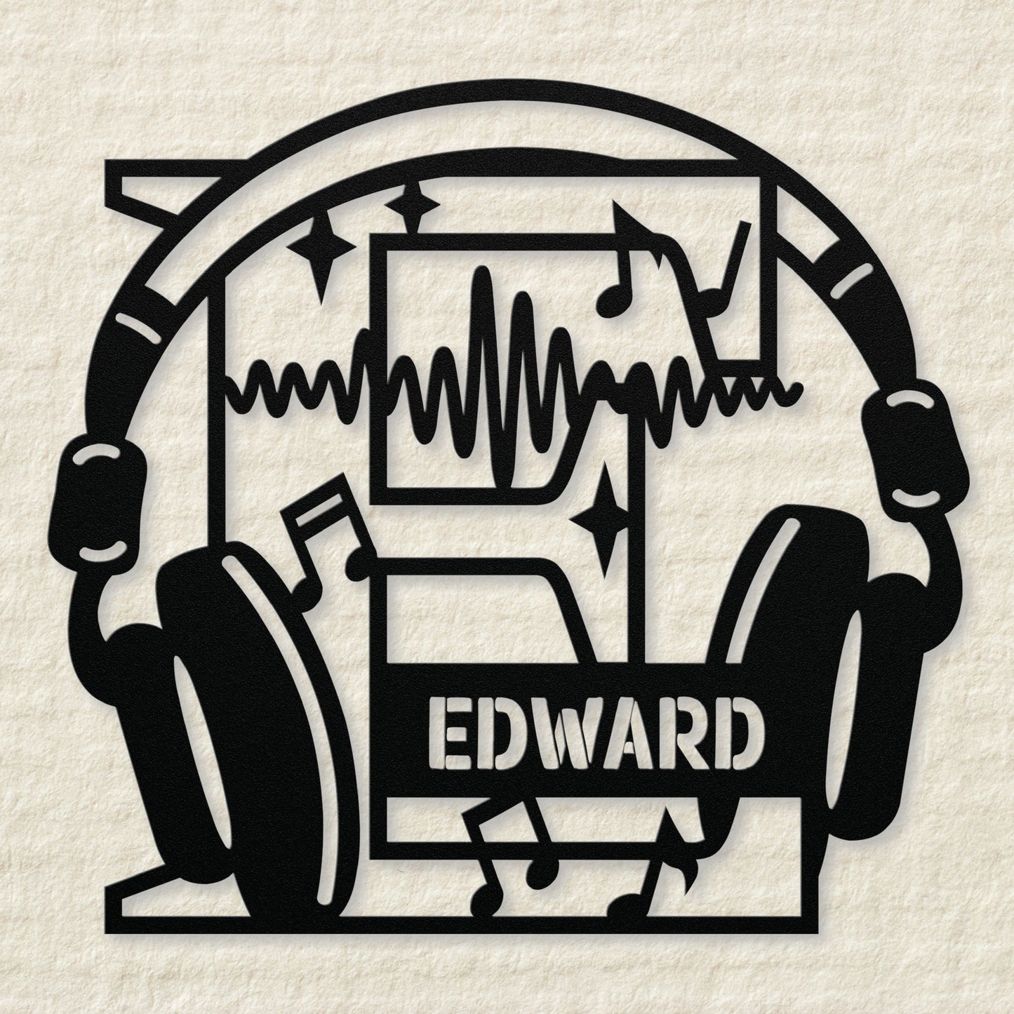 Personalized Headphones Monogram Letter E - Metal Sign