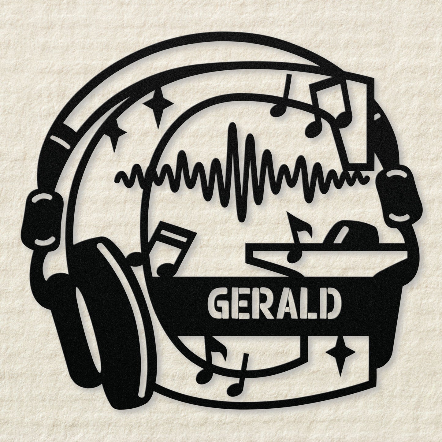 Personalized Headphones Monogram Letter G - Metal Sign
