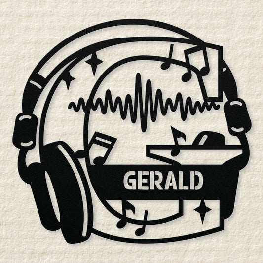 Personalized Headphones Monogram Letter G - Metal Sign