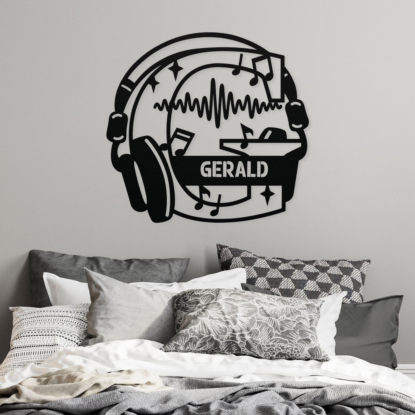 Personalized Headphones Monogram Letter G - Metal Sign