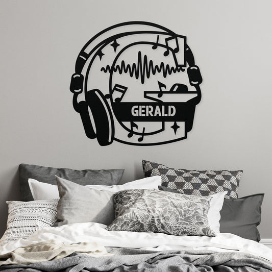 Personalized Headphones Monogram Letter G - Metal Sign