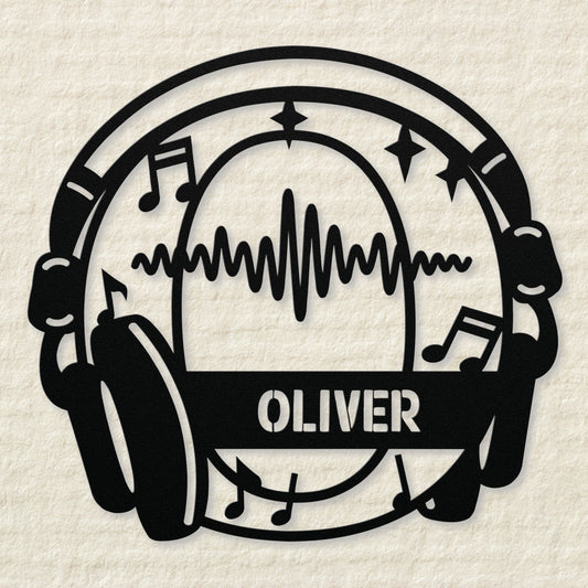 Personalized Headphones Monogram Letter O - Metal Sign