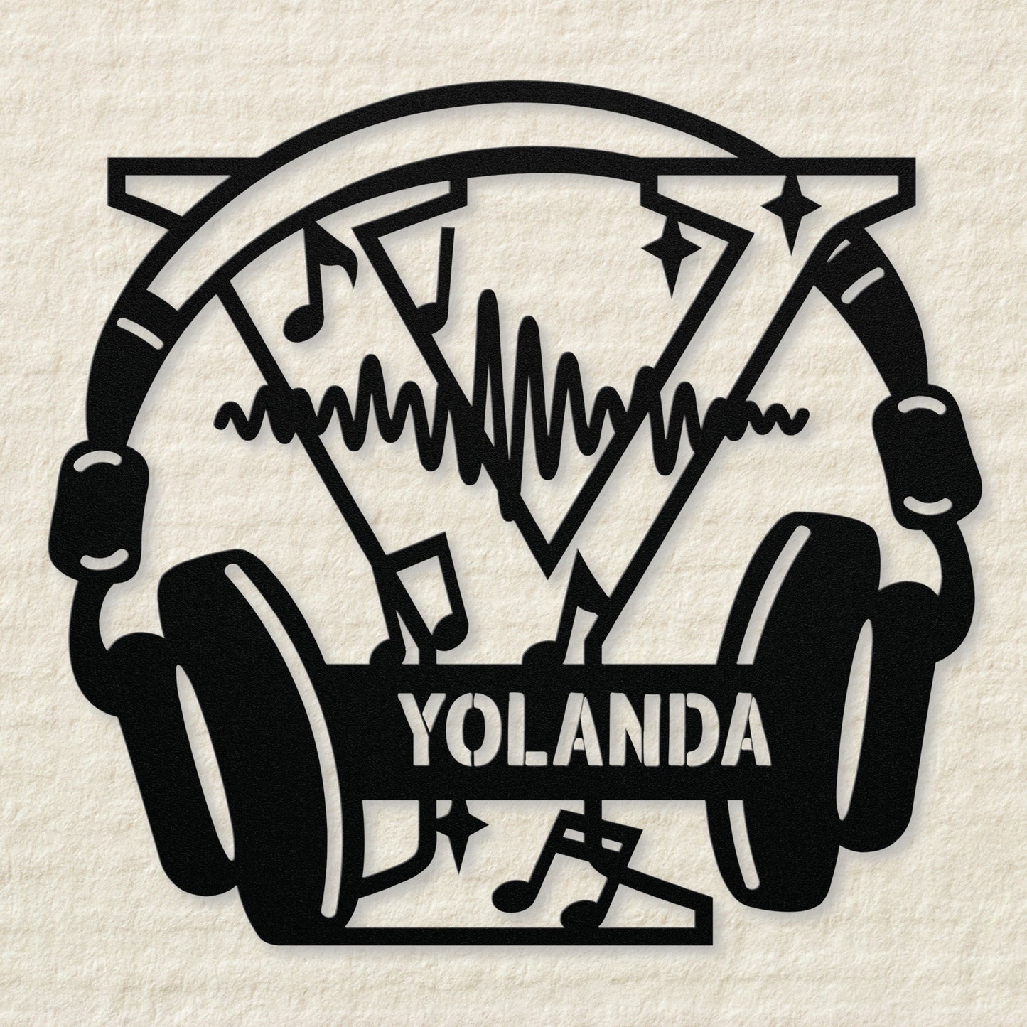 Personalized Headphones Monogram Letter Y Metal Sign
