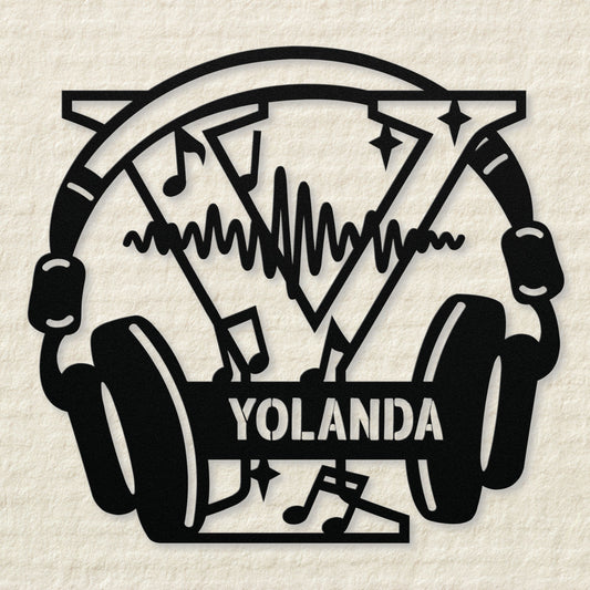 Personalized Headphones Monogram Letter Y Metal Sign