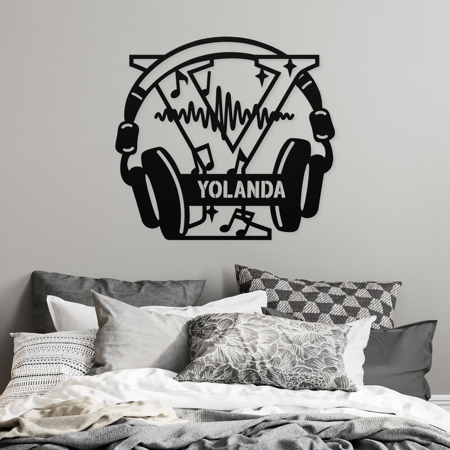 Personalized Headphones Monogram Letter Y Metal Sign
