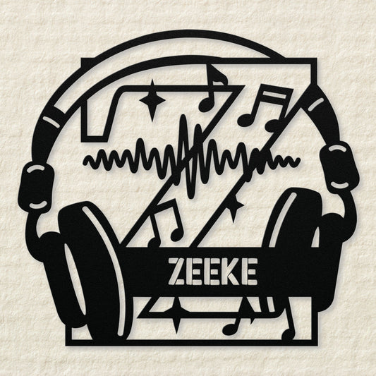 Personalized Headphones Monogram Letter Z - Metal Sign