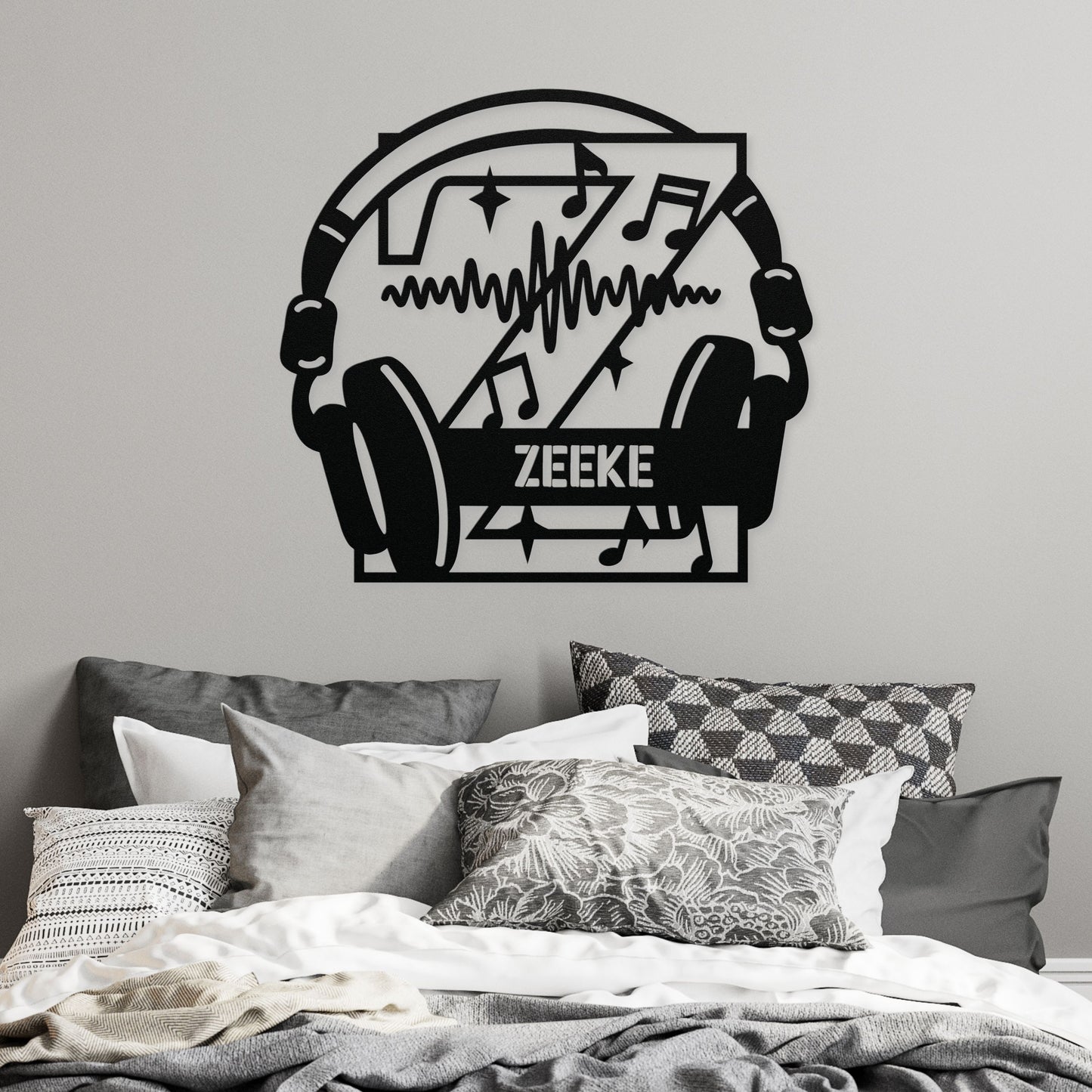 Personalized Headphones Monogram Letter Z - Metal Sign