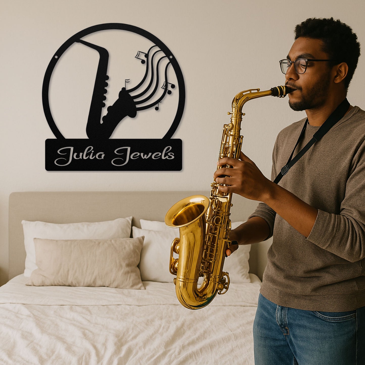 Musical Saxophone - Metal Sign