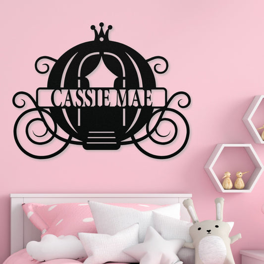 Princess Carriage Metal Wall Art - Personalized