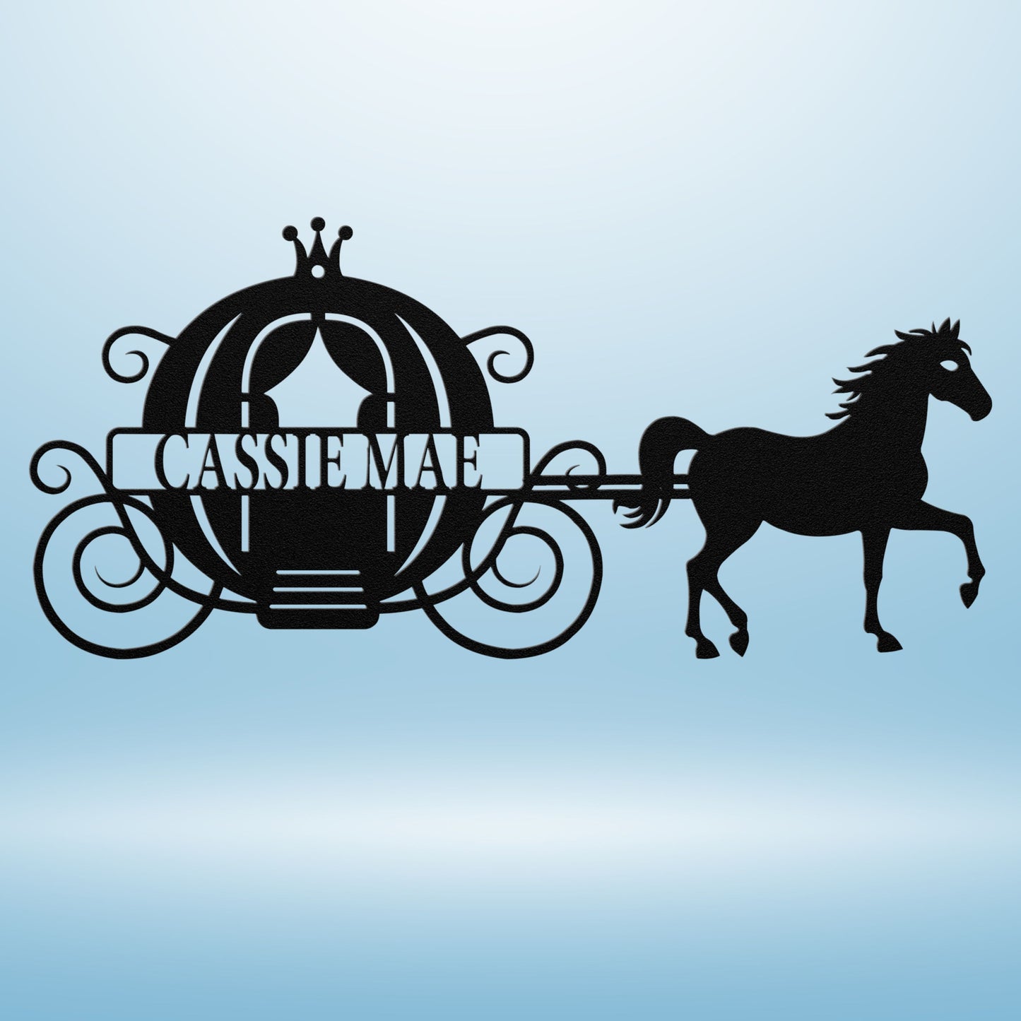Princess Carriage with Horse Metal Wall Art