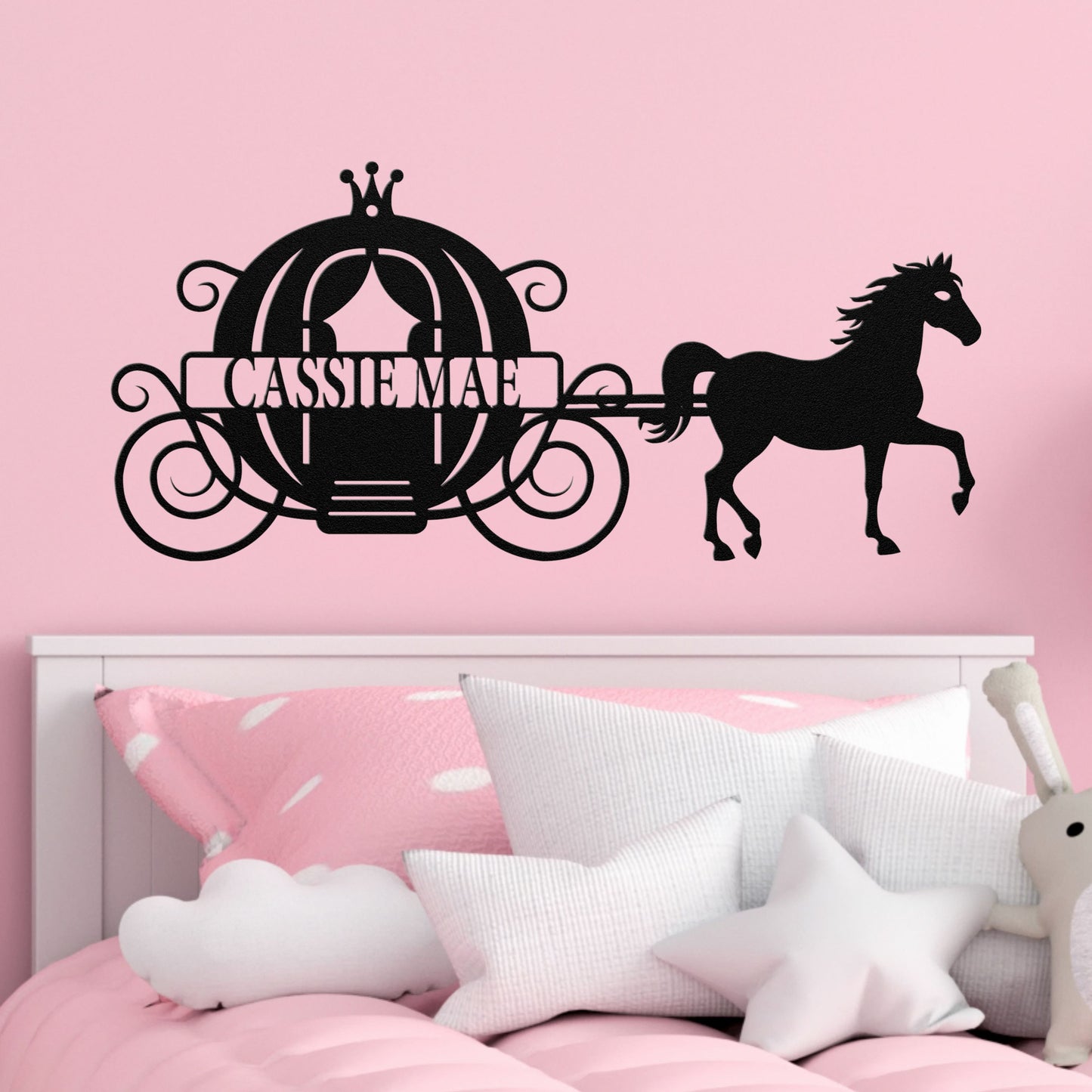 Princess Carriage with Horse Metal Wall Art