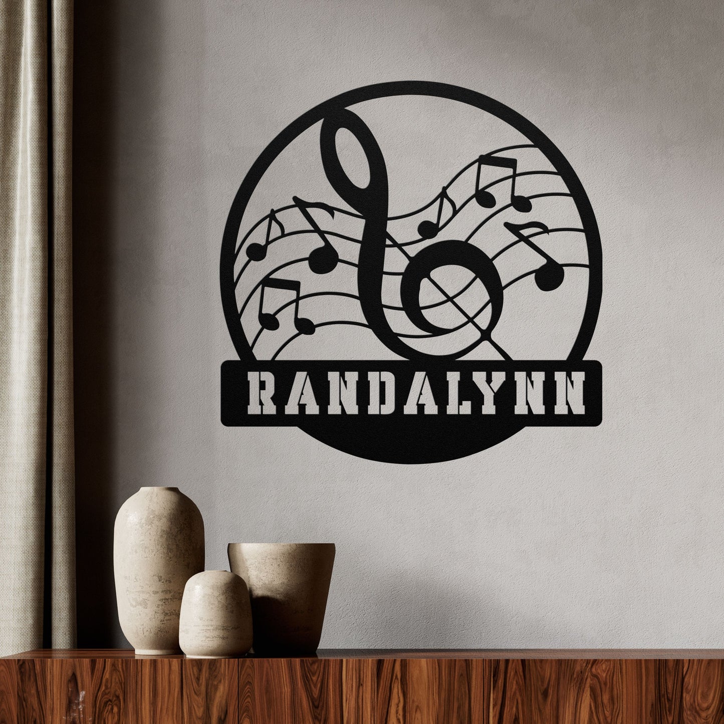 Musical Notes with Treble Cleft Metal Sign