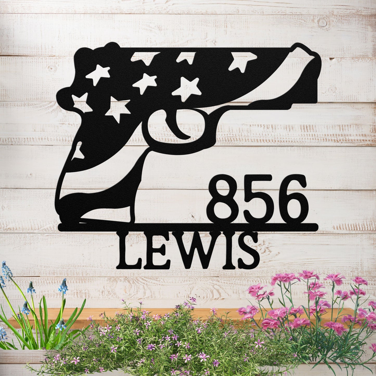 Patriotic Metal Address Sign USA Flag