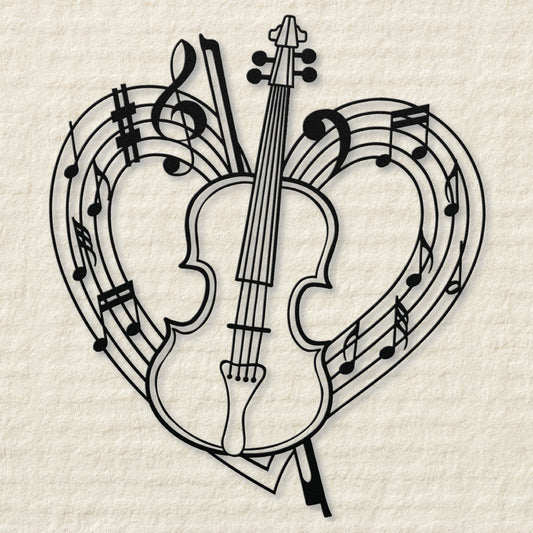 Violin Musical Heart - Metal Sign