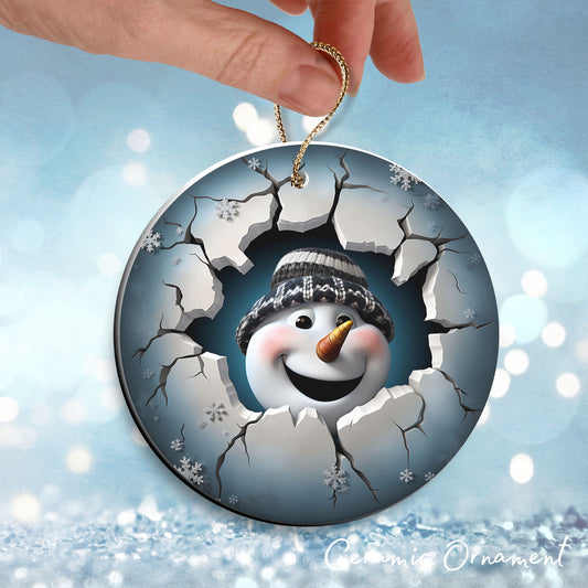 Busting Out Snowman Ceramic Ornament 80-01