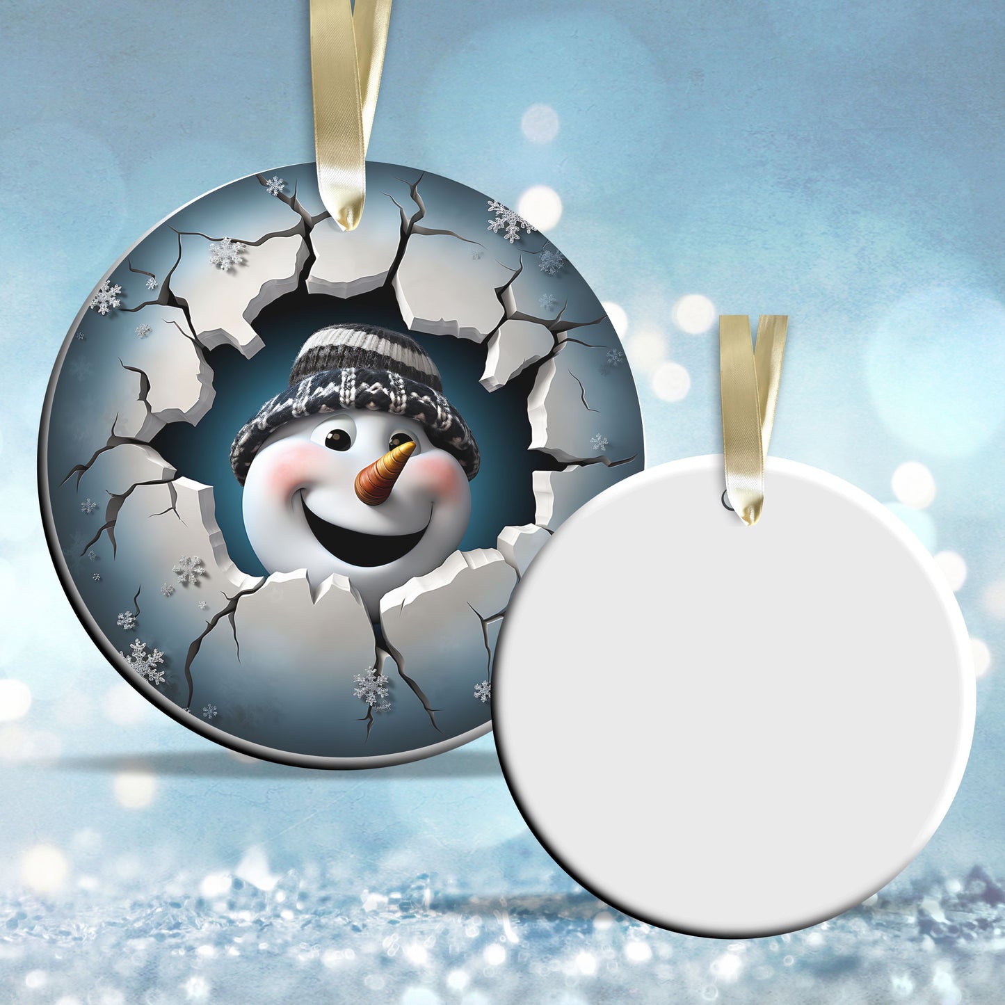 Busting Out Snowman Ceramic Ornament 80-01