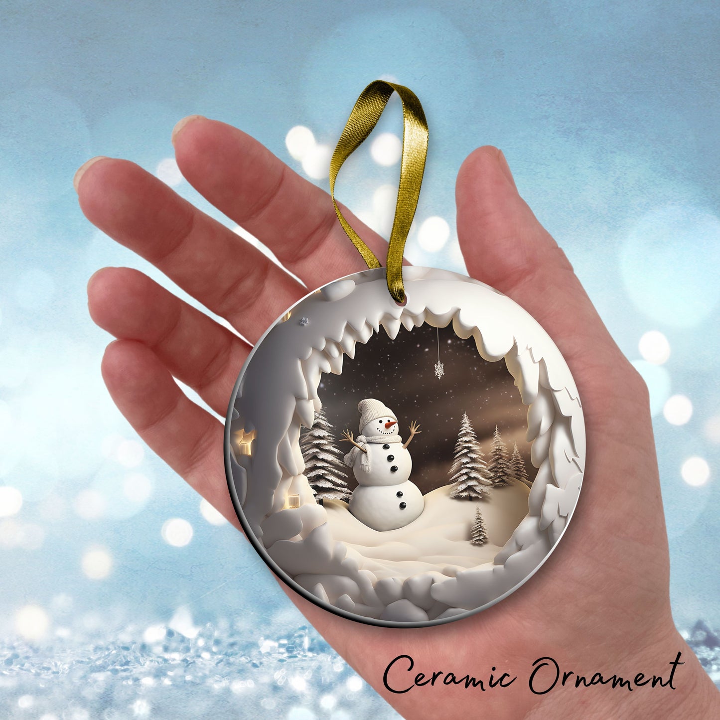 Busting Out Snowman Ceramic Ornament 80-07