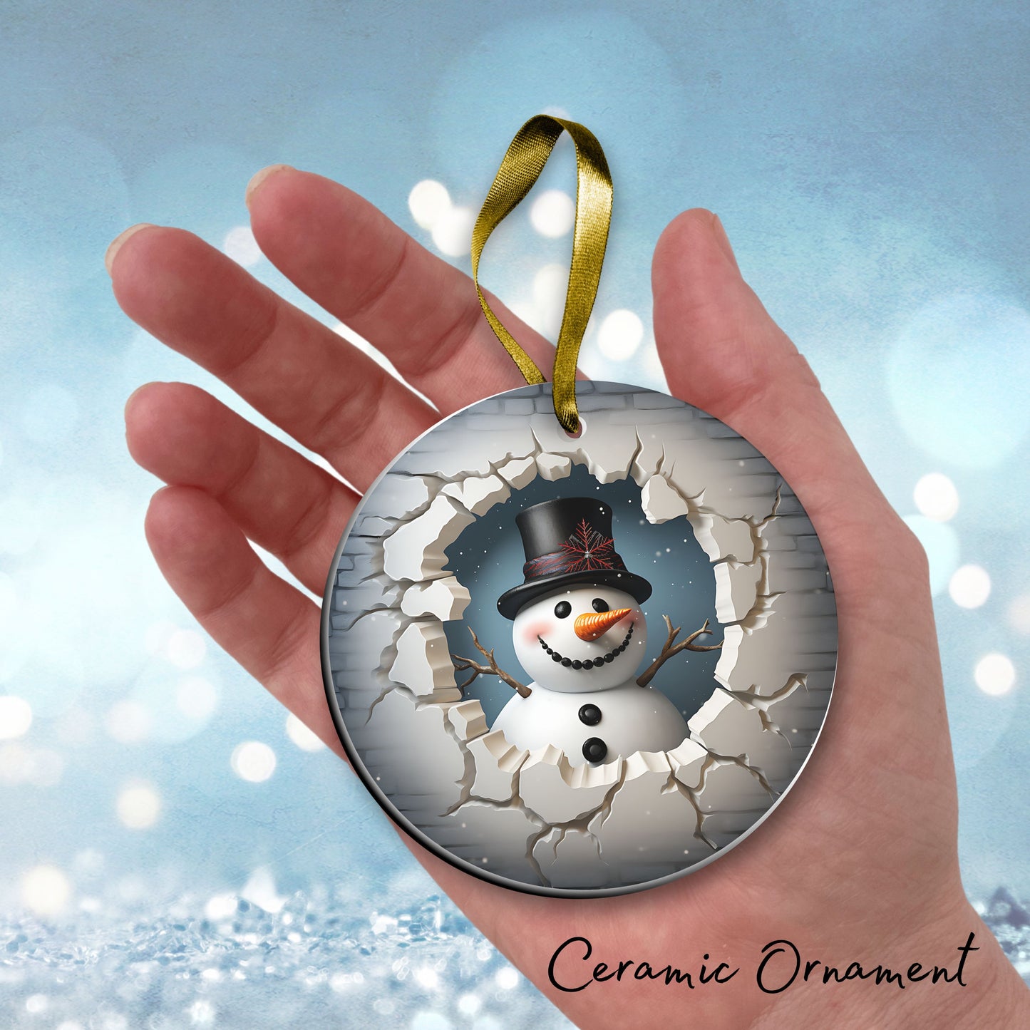 Busting Out Snowman Ceramic Ornament 80-09