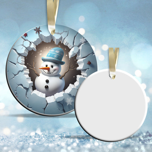 Busting Out Snowman Ceramic Ornament 80-10