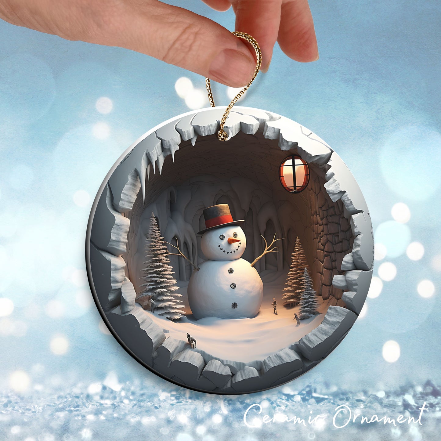 Busting Out Snowman Ceramic Ornament 80-12