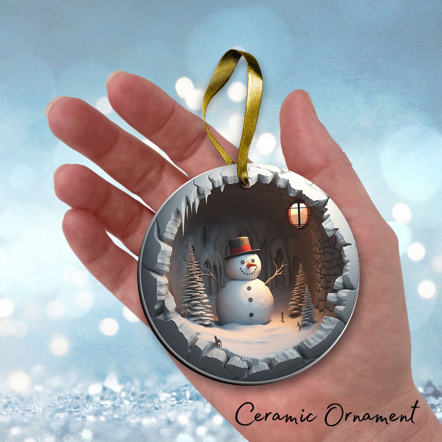 Busting Out Snowman Ceramic Ornament 80-12