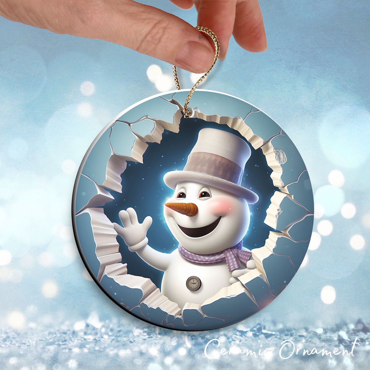 Busting Out Snowman Ceramic Ornament 80-14