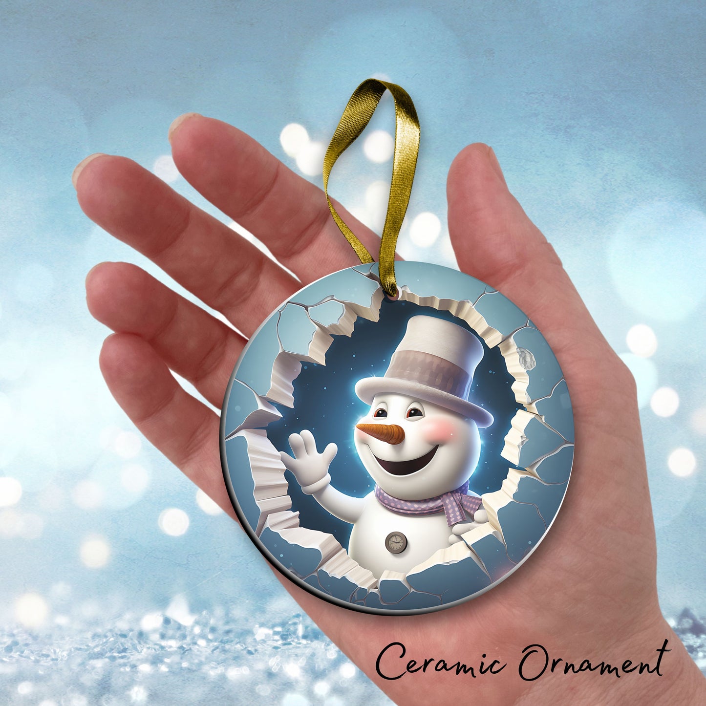 Busting Out Snowman Ceramic Ornament 80-14