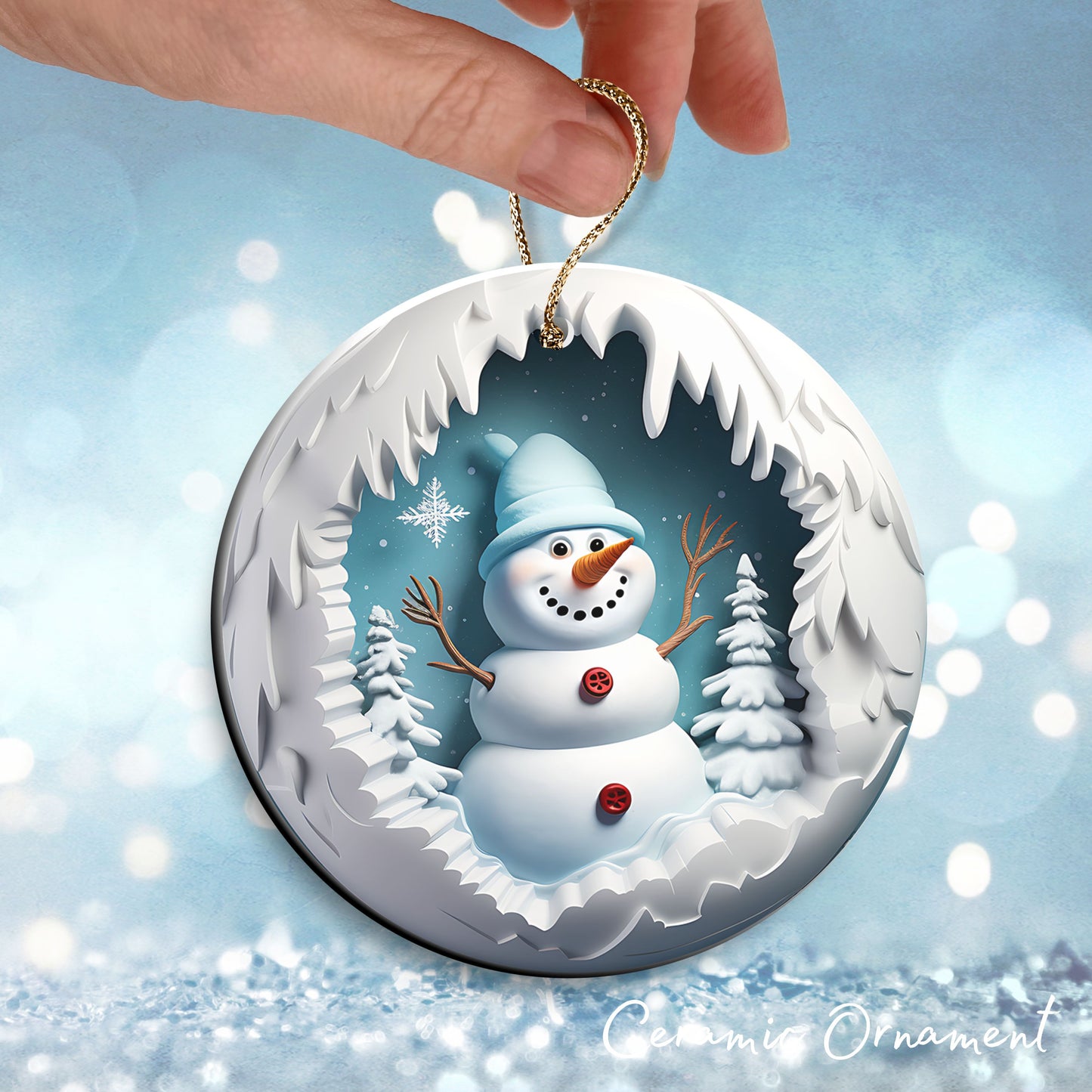 Busting Out Snowman Ceramic Ornament 80-15