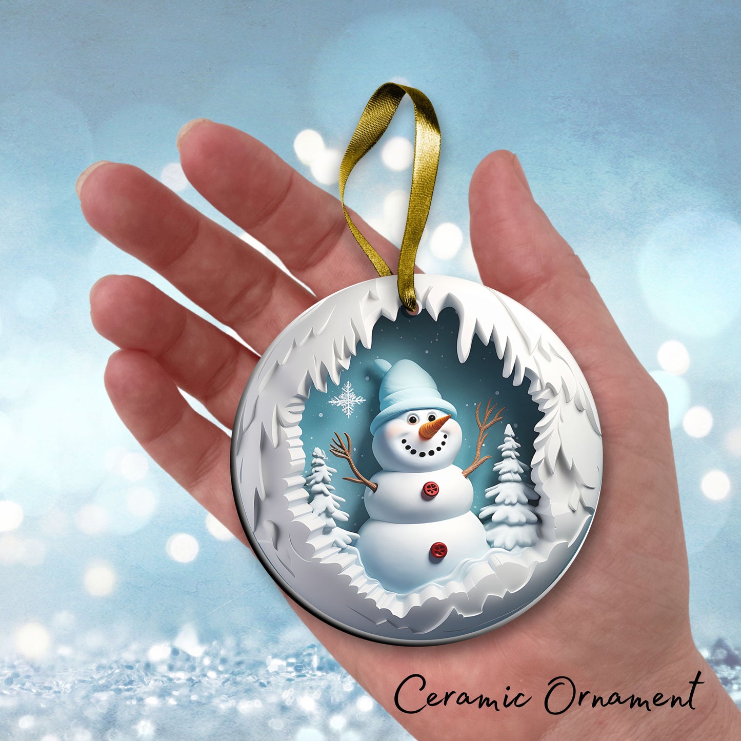 Busting Out Snowman Ceramic Ornament 80-15