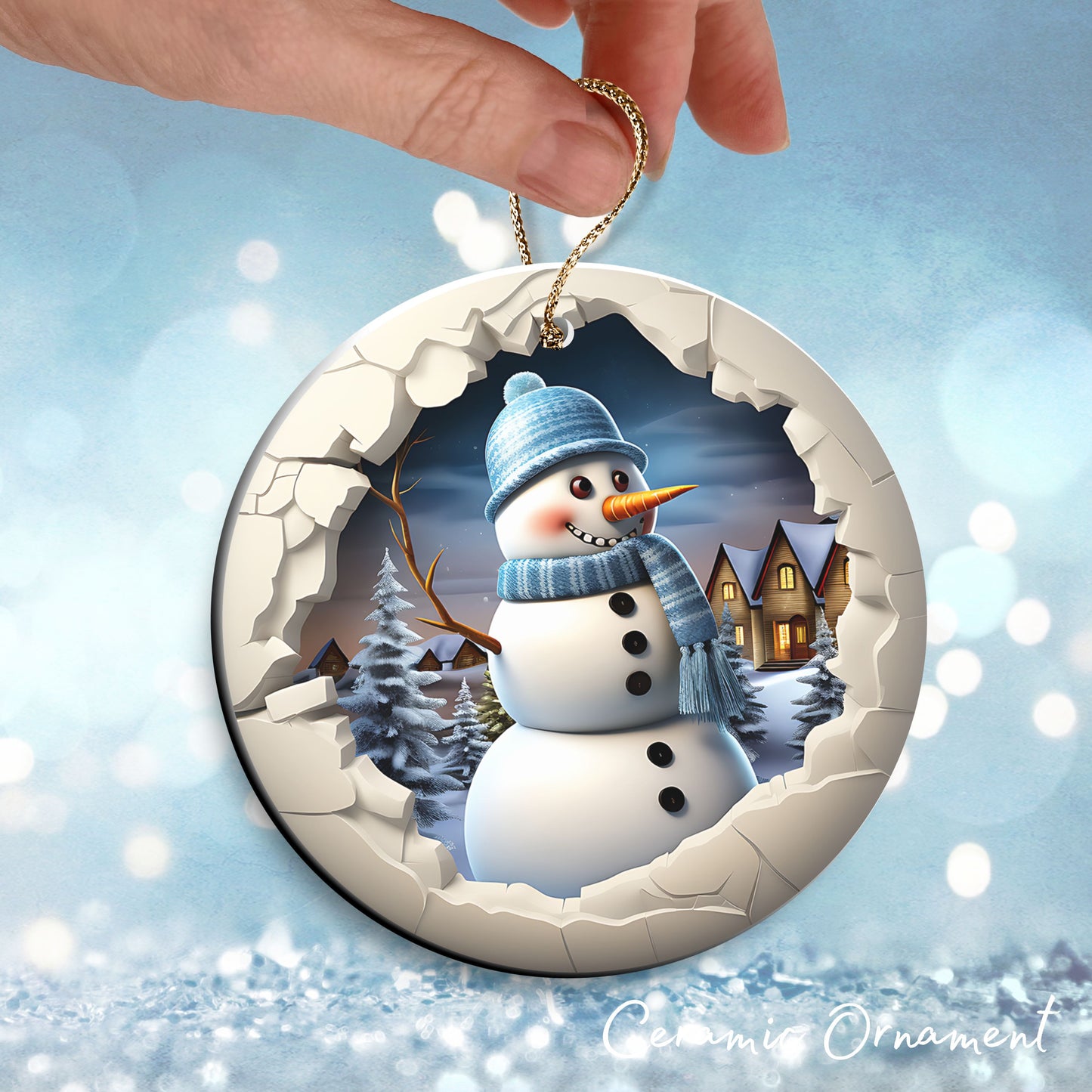 Busting Out Snowman Ceramic Ornament 80-17