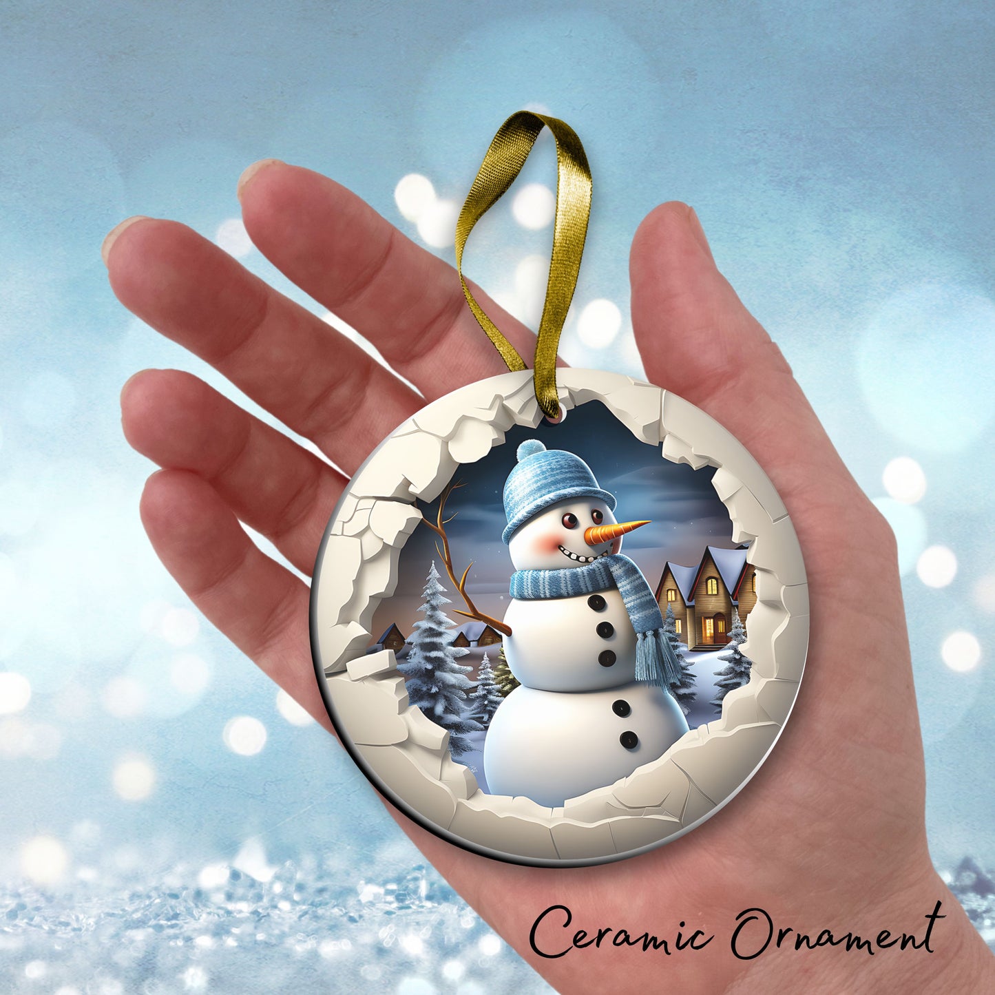 Busting Out Snowman Ceramic Ornament 80-17