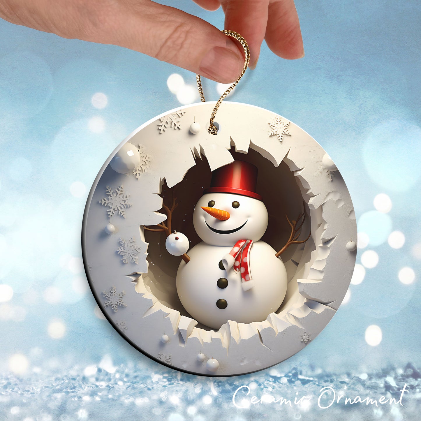 Busting Out Snowman Ceramic Ornament 80-18