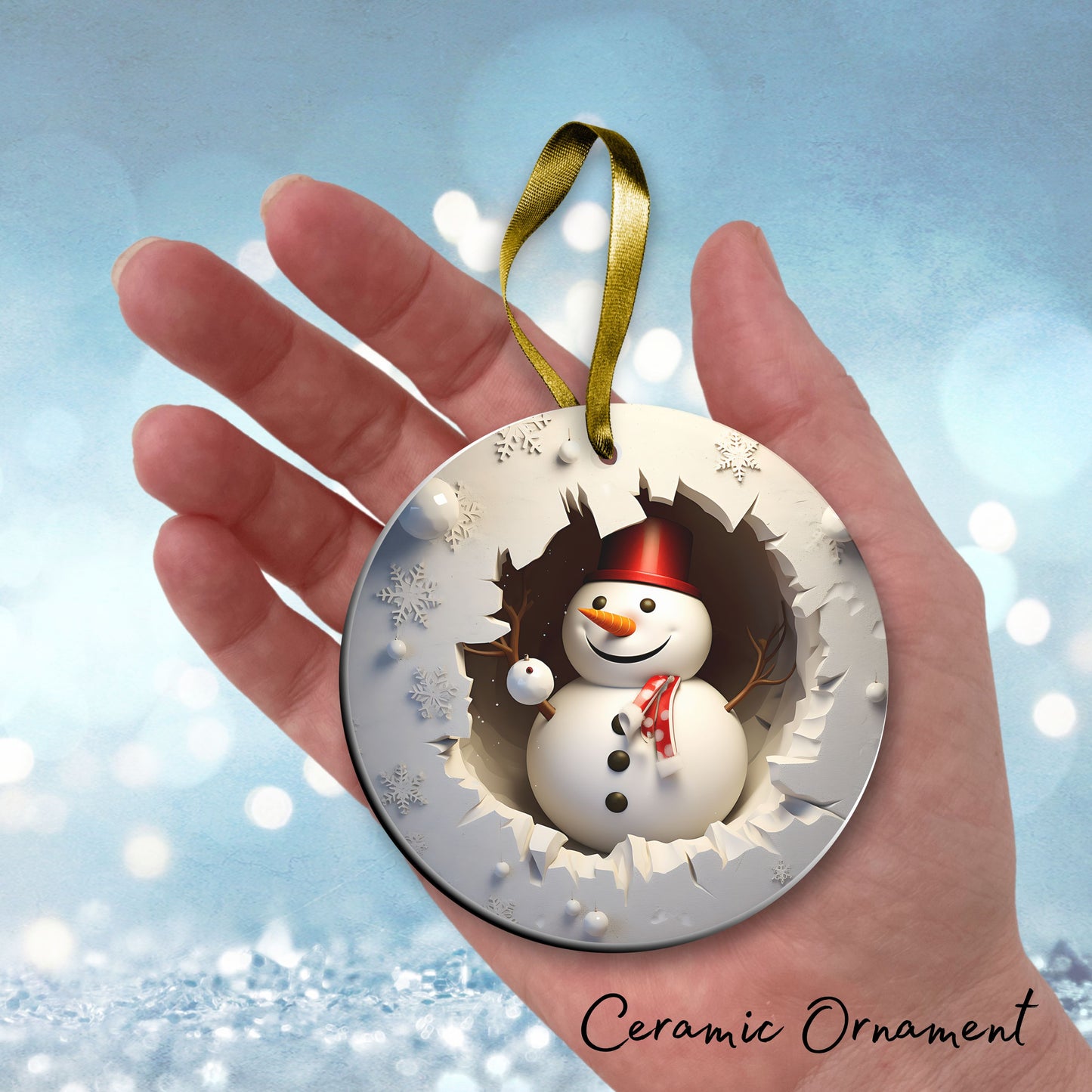 Busting Out Snowman Ceramic Ornament 80-18
