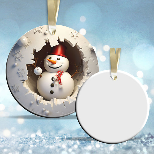 Busting Out Snowman Ceramic Ornament 80-18