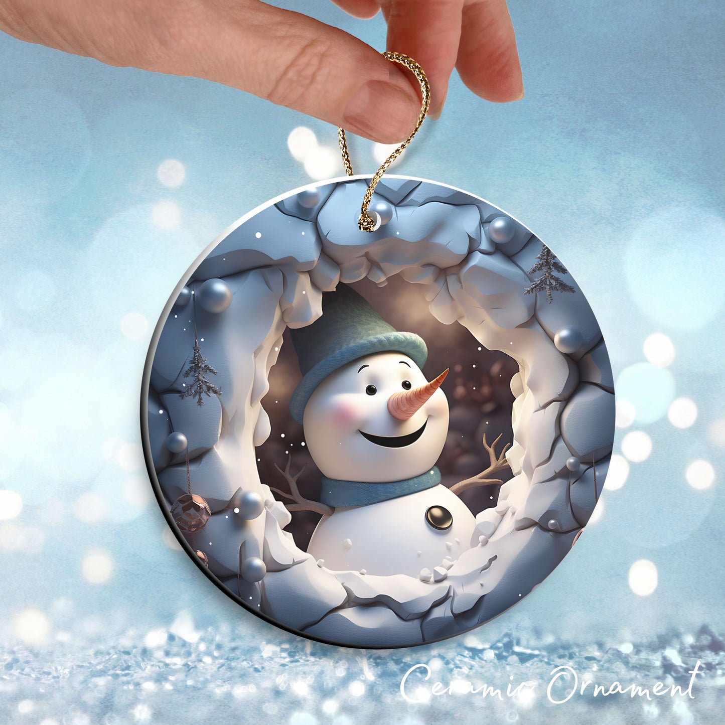 Busting Out Snowman Ceramic Ornament 80-19