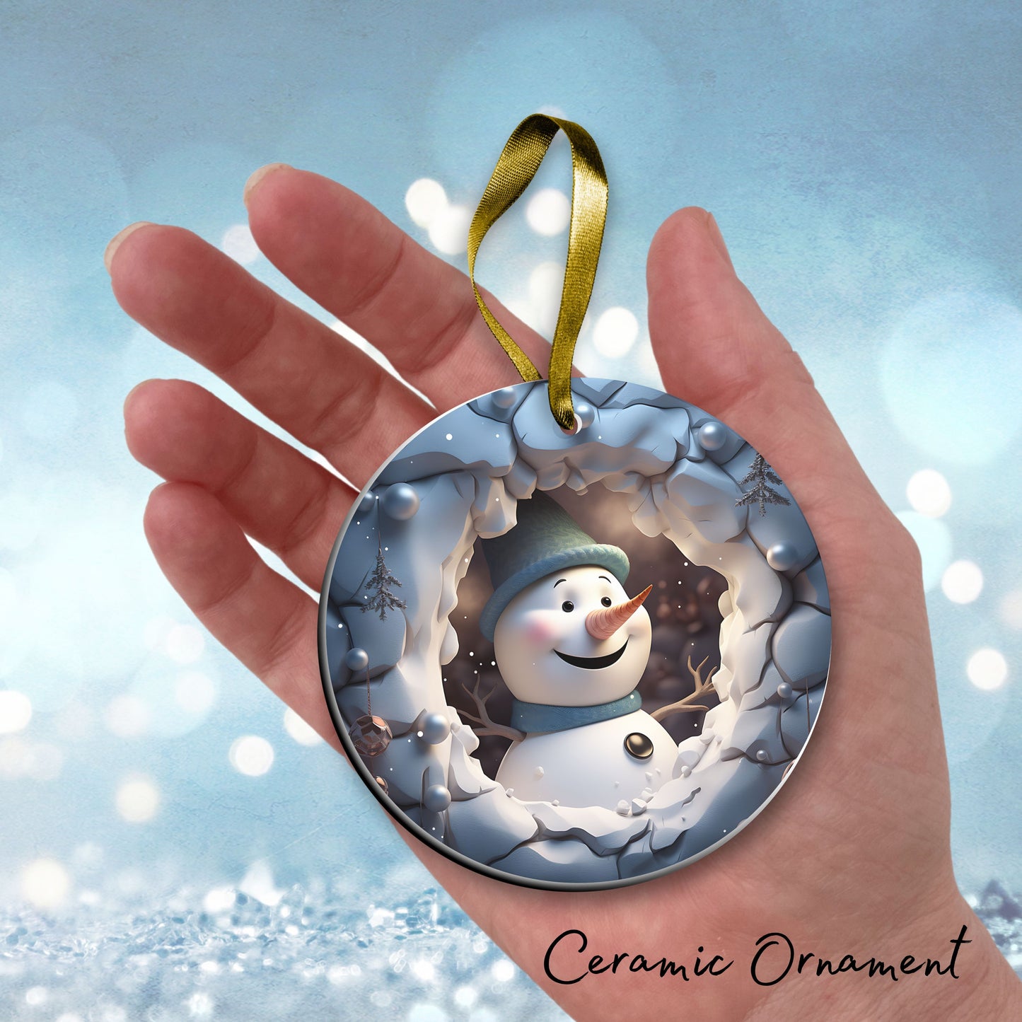 Busting Out Snowman Ceramic Ornament 80-19