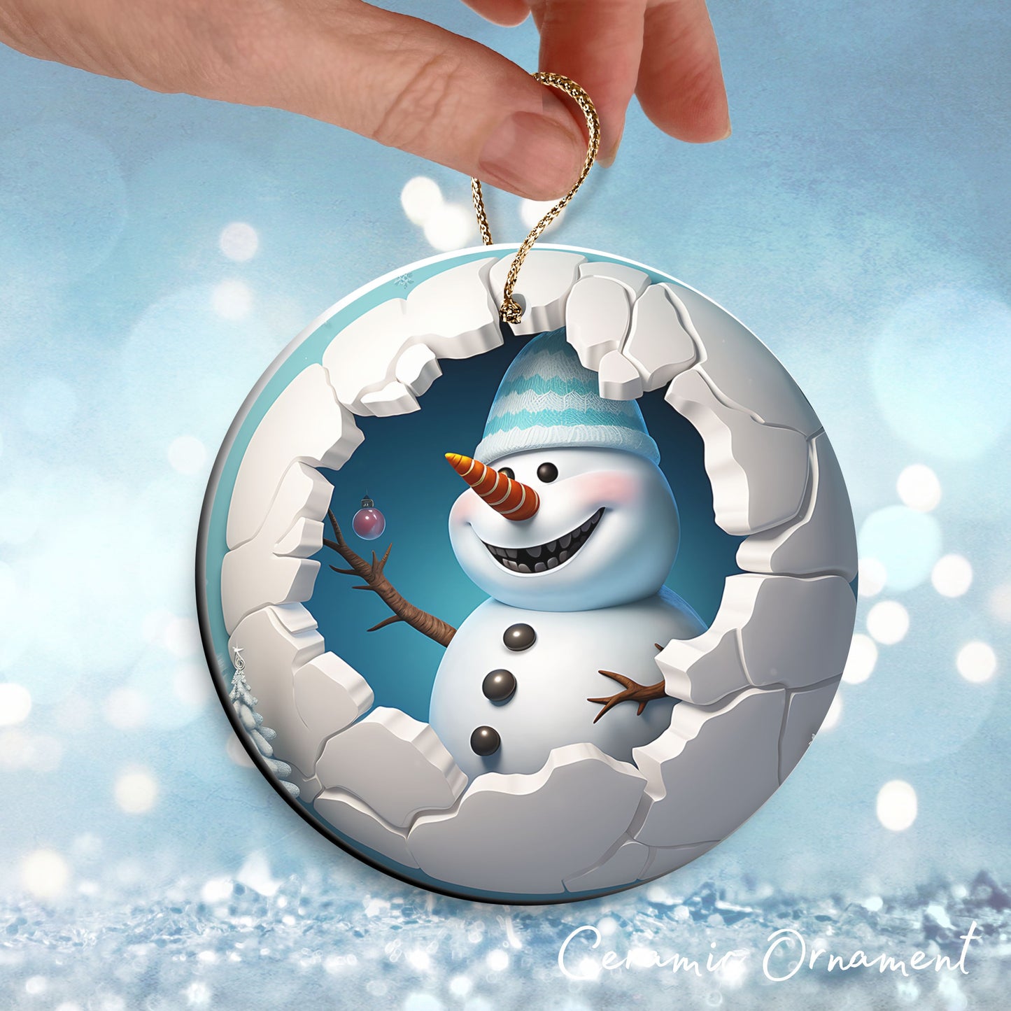 Busting Out Snowman Ceramic Ornament 80-20