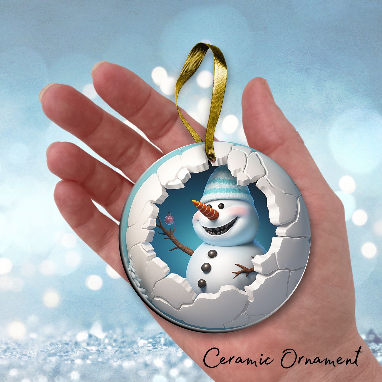 Busting Out Snowman Ceramic Ornament 80-20