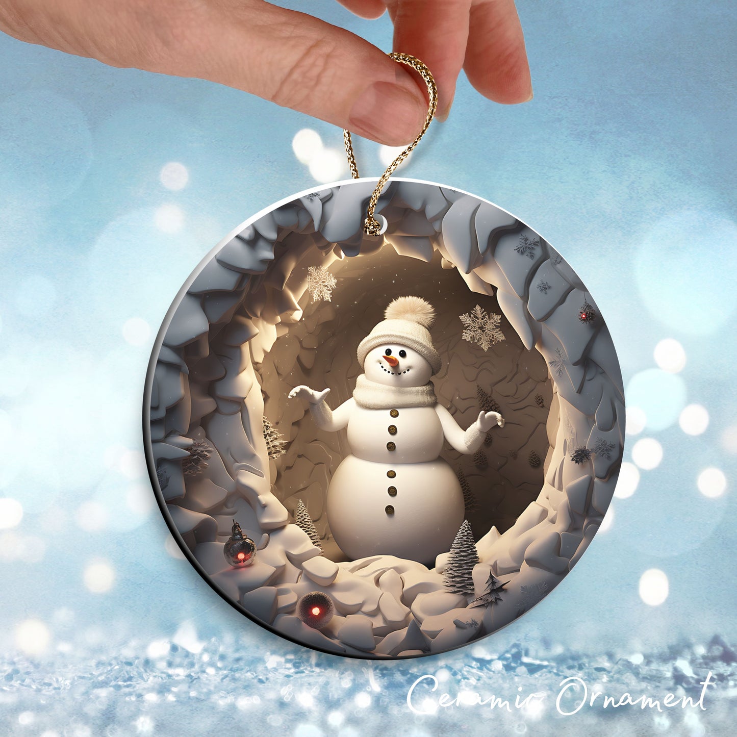 Busting Out Snowman Ceramic Ornament 80-21